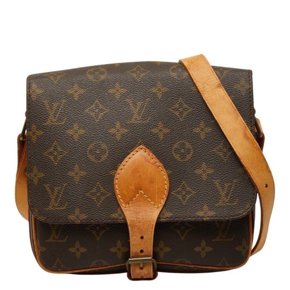 Louis Vuitton Monogram Cartouchiere MM Shoulder Bag Brown